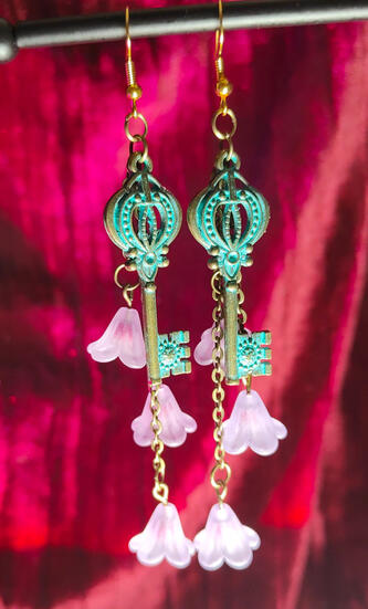 Floral Key Earrings
