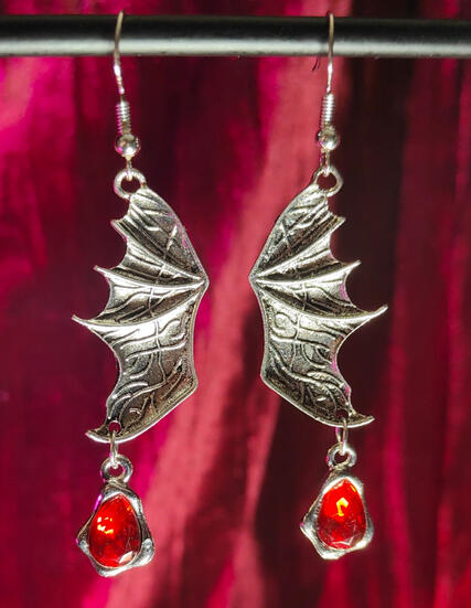 Vampire Drop Earrings in Silver